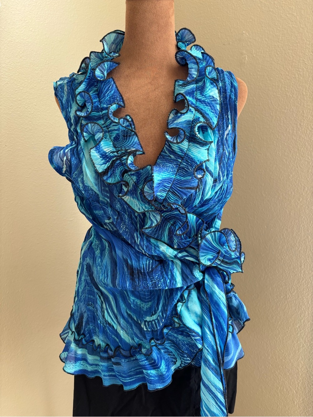 Cato Blue Ruffle Statement Top - Picture 2 of 5